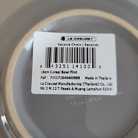 LE CREUSET Set of 2 FLINT Grey Cereal Bowls NEW - Picture 3 of 4